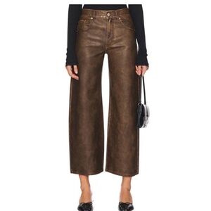 Free People Misha high rise wide barrel vegan leather brown 26